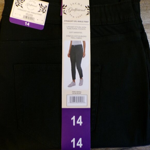 JACHS NEW YORK Women's Girlfriend Straight Leg Ankle Pant Black Sz: 6, 8, 10, 14 - Picture 12 of 13